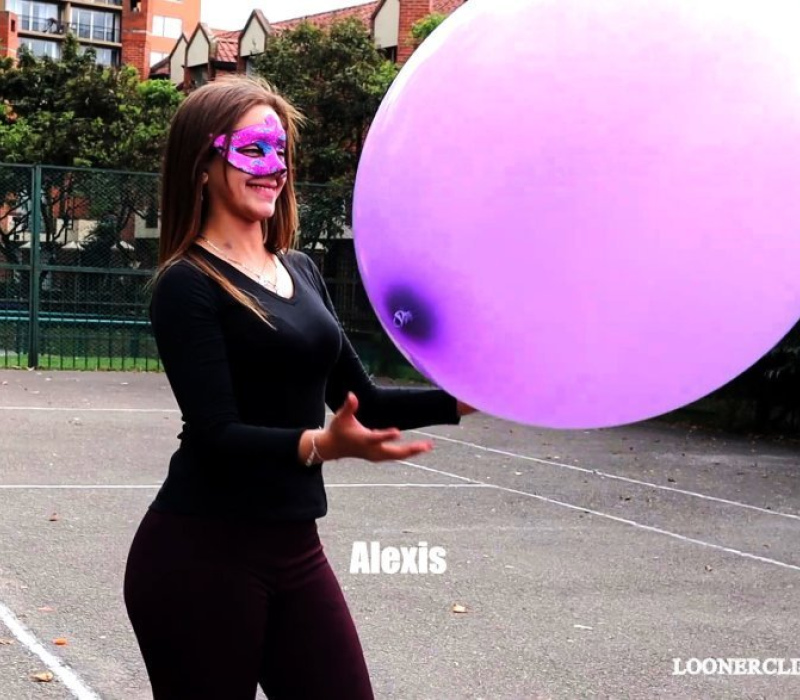 Alexis Blowing and popping #Public blue and purple #Balloons