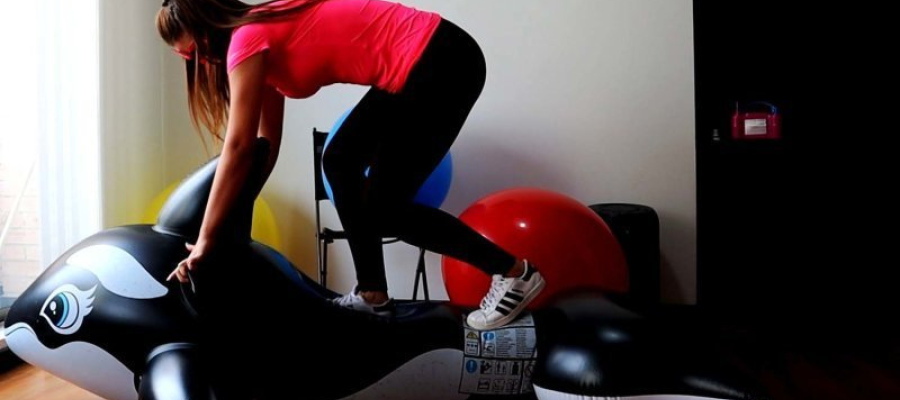 Alexis Sit to pop / Stomp to pop a Whale and Coloured Balloons