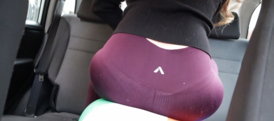 Ashley beach ball bouncing inside the car