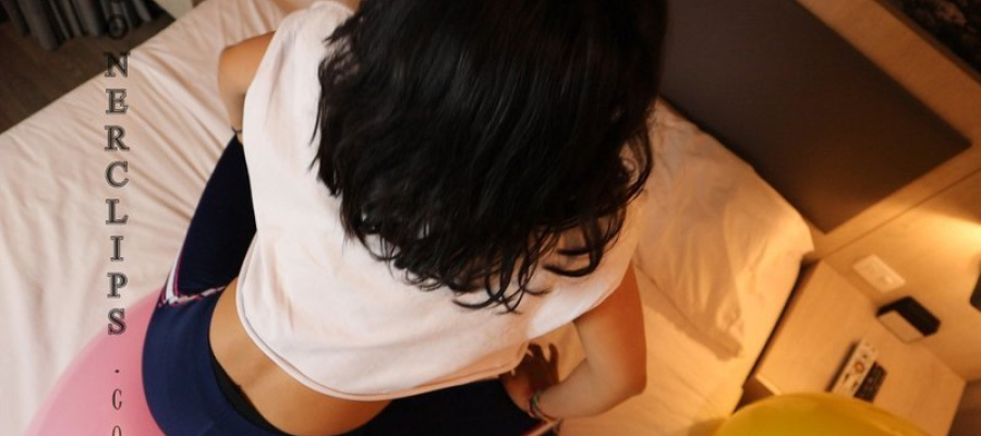 Sarah Plays Over the Bed with Some Balloons