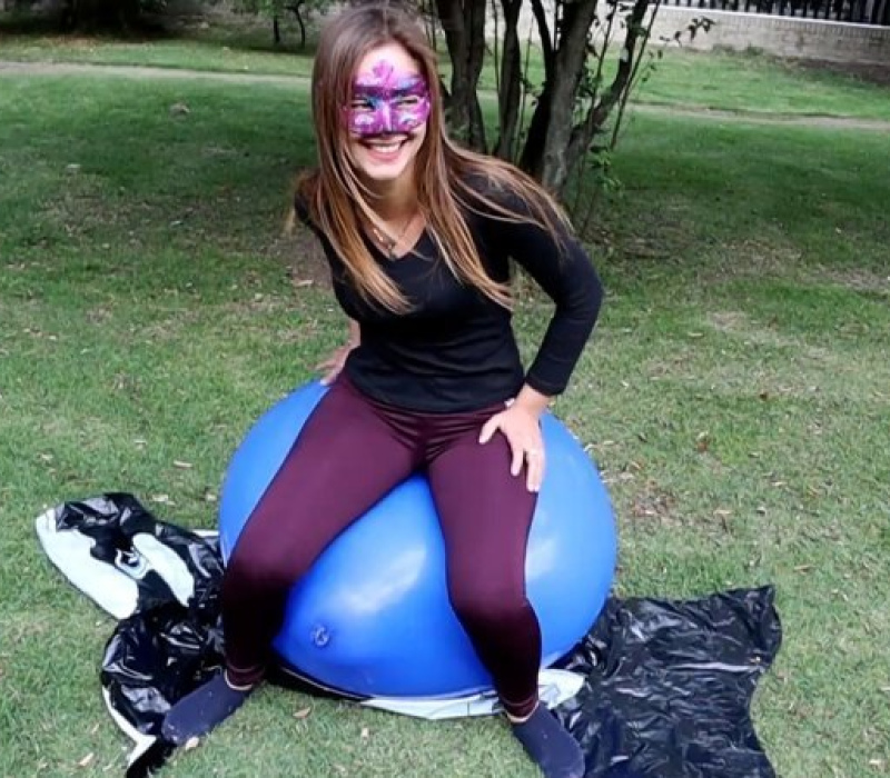 Alexis Blowing and popping #Public blue and purple #Balloons