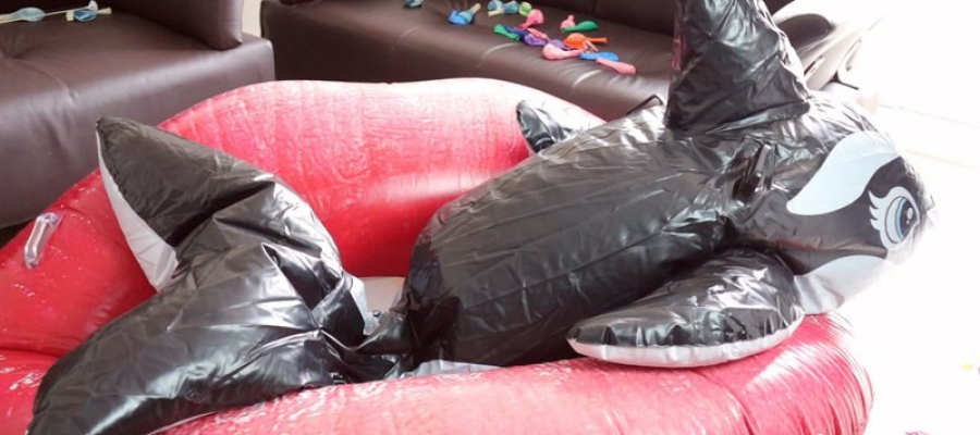 Sarah Loonz deflating a whale