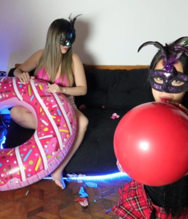 Two looner girls in a balloon party